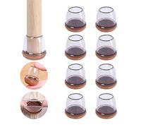 8 Pièce Scouvre Pieds de Chaise Silicone, Rond Transparent Embout de Chaise, Protection Pied de Chaise, Patins Antidérapants pour Pieds de Chaise, Protéger Le Sol pour éliminer Le Bruit (Petit)