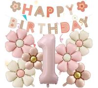 8 Pièces 1 An Decoration Anniversaire Marguerite,Ballon Anniversaire 1 an Fille,Ballon Fleur Marguerite,Deco anniversaire Fille 1 An