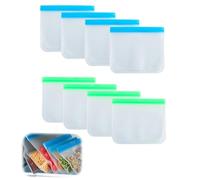 8 Pièces 22 x 18,5 cm Sacs Réutilisables en Silicone pour Sandwich, Sacs Nourriture en Silicone, Sacs Alimentaires de Rangement PEVA pour Légumes, Sac Congélation Réutilisable Silicones Zip, Sans BPA