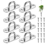 8 Pièces 60x20x28 mm Plaque a Oeil Inox avec 16 Pièces 25mm Vis | Plaque Oeillet Acier Inoxydable,Crochet Oeillets de Plafond pour Fixer Les Cordons Sur Bateau,Yoga,Les Lustres,Quincaillerie