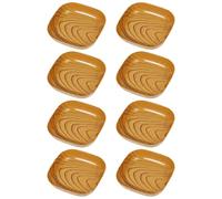 8 Pièces Assiette à Sauce Imitation Bois Carrée en PP | Fond Plat Stable, Bords Arrondis, Surface Lisse, Empilable, Nettoyage Facile, au Goûter ou Dîner Familial