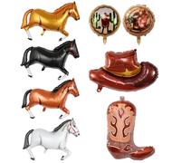 8 Pièces Ballon Cheval Décoration Anniversaire Western, Ballon Cheval, Ballons Chapeau Cowboy Marron, Ballons Botte Beige et Double Face Cowboy pour Décoration Cowboys, Anniversaire Hot Wheels