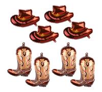 8 Pièces Ballons de Fête Occidental, Cow-Girl Bottes et Chapeaux Ballon en Aluminium, Cow-Boy Fête à Thème Anniversaire et Baby Shower Fournitures