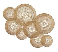 8 pièces Boho décoration murale ensemble corbeille en rattan tricoté ronde manuelle suspendue rattan cor OBJET DE DECORATION MURALE