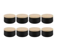 8 Pièces Boîte à Bougies en Fer-blanc Ronde Couvercle Bois 8 Oz | Conteneur de Rangement Réutilisable, Finition Lisse, Style Moderne Rustique, pour Bougies Chauffe-plat et Centres de Table