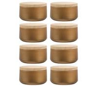 8 pièces Boîte Bougie Ronde Couvercle Bois en Fer-Blanc, 8OZ | Surface Lisse, Rangement Polyvalent, Adaptée aux Bijoux, Perles, Cires Parfumées, Bougies Chauffe-Plat, Fêtes et Salles