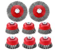 8 Pièces Brosse Métallique pour Perceuse Meuleuse D'angle, Brosse à Ffil Fileté pour Meuleuse D'angle avec Filetage M14, Convient pour le Meulage, l'ébavurage et la Rouille (8)