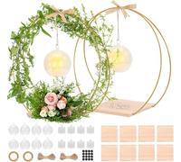 8 Pièces Cerceau Floral Mariage avec Support,30.5cm Table De Mariage Décoration Pièce Centrale Avec Bougie & Bague De Levage En Acrylique Clair, Couronne En Métal Bague Stand