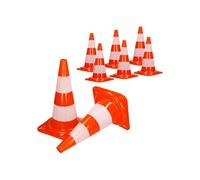 ECD Germany 8X Cônes Signalisation Pylône, 47cm, PVC Solide, Orange/Blanc, Triangle de Circulation, Marqueur Attention Sécurité, avec 2 Bandes Réfléchissantes, Pylone Cône Avertissement de Parking