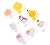8 Pièces Couvre-pailles en Silicone, 8mm, Formes Cartoon | Bouchons Anti-poussière, Étanchéité Hermétique, Anti-éclaboussures, pour Fête et Toutes Occasions