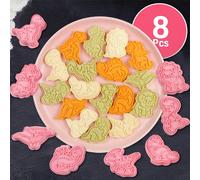 8 pièces de moules à biscuits en dessin animé de dinosaure 3D, outils de découpe de pâte DIY, matériau en polypropylène durable, utilisé pour la fabrication de gâteaux, biscuits, tongs, savon, argile,