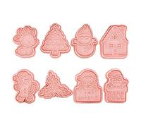 8 pièces de noël emporte-pièce Biscuit moule 3D glaçage emporte-pièce en plastique type poussoir ménage cuisson moule Biscuit moules en plastique