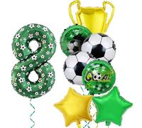 8 Pièces Déco Anniversaire Football 8 Ans Garçon, Ballon Football 8ème Anniversaire Vert, Déco Anniversaire Garçon 8 Ans, Fête de Football, Ballon en Feuille Verte pour Déco Anniversaire Enfants