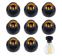 8 Pièces Douille Ampoule a Visser E27 de Plafond Douille de Lampe E27 de Chantier Support Ampoule Plafonnier a Encastrer pour Ampoules à Incandescence Lampes Halogènes, Noir