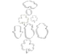 8 Pièces Emporte-pièces Mini Feuille en Acier Inoxydable | Forme Trèfle et Arc-en-ciel, Usage DIY ou Pâtisserie Professionnelle, Finition Argentée, Lot de Coupe Précis