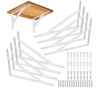 8 Pièces équerres étagère blanches 250×160mm, support triangulaire 90° | Support métallique mural robuste, pour étagères salon, chambre et bibliothèque suspendue