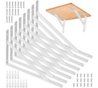 8 Pièces équerres étagère blanches 300×190mm, support triangulaire 90° | Support métallique mural robuste, pour étagères salon, chambre et bibliothèque suspendue