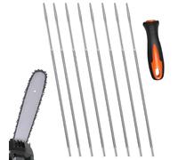 8 Pièces Lime Rondes pour Tronconneuse 4.0mm Limes D'affûtage Lime Chaine Tronconneuse avec Poignée Acier Durci Ronde Limes pour Chaîne DIY Scie Précis Affûtage Polissage