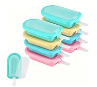 8 Pièces Moule Glace Silicone,Moule à Glace en Silicone, Moules à Glace,Ice Cream Moules,Popsicle Ice Maker,Mou-les à Crème Glacée,Mou-les Glaces avec Batonnets et Couvercles,Mou/les Glacée Maison