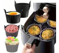 8 pièces Moules à muffins en silicone pour friteuse à air, plateau de cuisson, moules à tartelettes, accessoires de cuisine, ustensiles de cuisson, fournitures DIY Noir 4 pièces,Gris 4 pièces,Cuillère