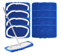 8 Pièces Nettoyage Humide Chiffon Mop, 25.4 X 11.5 cm Réutilisables Microfibre Chiffons de SerpillièRe, Nettoyage Sec et Humide, Lavables Tampon Balai SerpillèRe pour Bois, Carrelage, Vinyle (Bleu)