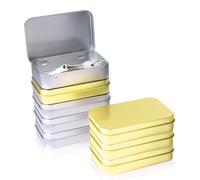 8 Pièces Petite Boite Metal Rectangulaire avec Couvercles, 9 x 6 x 2 cm Mini Boîte de Rangement en Métal pour Bonbons, Clés, Boucles D'oreilles, Menthe, Organiseur de Maison (Argent, Or)