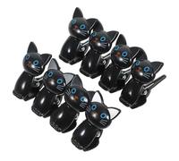 8 Pièces Pince Chat Noire en Plastique, Fermeture Anti-humidité | Clip Réutilisable, Bord Arrondi et Lanière Intégrée, pour Céréales, Paquet Plastiques, Maison et Déjeuner