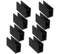 8 Pièces Pince Noire en Métal pour Étagère en Verre 10-12mm, Fixation | Coussinets Antidérapants en Silicone, Forme U sans Cadre, Maintien Discret pour Vitrines et Meubles Cuisine