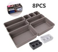 8 pièces Plateaux organisateurs de tiroir réglables, pour ranger les cosmétiques, les articles divers, etc. Peuvent être divisés et rangés. Convient pour la cuisine, la salle de bain, la penderie, la