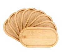 8 Pièces Plateaux Ovales en Bambou, 19,5 x 9,5 x 1 cm Plateau Bois, Plateau de Service en Bois de Bambou pour Petit Déjeuner