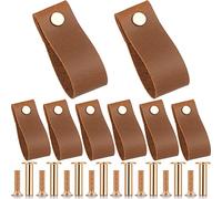 8 Pièces Poignée en Cuir Poignées de Tiroir en Cuir Poignées de Bouton de Tiroir Bouton de Tiroir Poignées d'Armoire Poignée de Tiroir de Commode de Garde-robe de Bouton avec Des vis Dorées