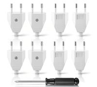 8 Pièces Prise Electrique Male 250V 2.5A, Fiche Male Prise Electrique en Matériau PP, Fiche électrique Mâle Avec Tournevis, D'alimentation Domestique Décorative à Encastrer ou à Remplacer, Blanc