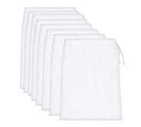 8 Pièces Sac à Lait Végétal 30x20cm, Etamine Alimentaire Nylon Réutilisable 100 Mesh, Sac Filtrant avec Cordon pour Lait d'Amande, Soja, Jus de Fruits, Café, Thé, Fromage Maison, Filtre Fin et Solide