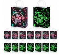 8 Pieces Sacs Cadeaux Fête de Glow in Dark, Glow Neon Sac Papier Kraft de Fluorescente avec Poignées, Peut Être Réutilisé Sacs Cadeaux Fluorescents pour Bonbons Décor Anniversaire