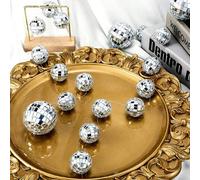 8 pièces/Set Boule à facettes miroir argentée avec fils de suspension, décoration de fête à thème festival et anniversaire, fête thème musique disco, club, mariage et festival de musique de danse, déc