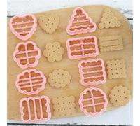 8 pièces Set de moules à biscuits ronds rétro avec petite bordure ondulée, tampon presseur, pour biscuits, pain, fondant Taille UniquePolypropylène