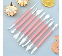 8 pièces/set Outil d'artisanat de cuisson en plastique de DIY, coupeur de sculpture de pâtisserie de gâteau de Fondant d'artisanat de sucre, façonnage d'argile de fleur de décoration de chocolat Taill