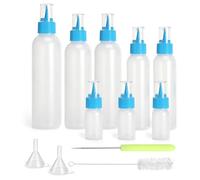 8 Pièces Squeeze Bottle, 30/60/120/180 ML Bouteille Sauce avec Entonnoirs | Recipient Sauce en 4 Tailles, avec 2 Entonnoirs, Brosse et Aiguille, Flacon Vide Souples pour Epices Sauces Huiles Peintures