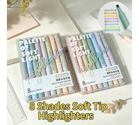8 pièces Stylos surligneurs à pointe de ciseau ultra doux de couleur macaron, surligneurs de couleur pastel esthétique, convient pour la journalisation, la prise de notes, le surlignage et le gribouil