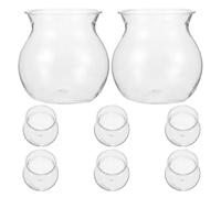 8 Pièces Terrarium Vase Hydroponique Transparent en Plastique | Écosystème Décoratif Créatif, Forme Tête D’herbe, Observation Facile Croissance