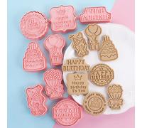 8 pièces Timbre à biscuits gâteau & design slogan anniversaire Taille UniquePolypropylène