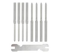 8 Pièces Vis de Rambarde de Terrasse en Acier Inoxydable | Kit de Garde Corps à Câbles Extérieur, Anti Rouille, Robuste, Argenté, pour Poteau Bois et Système DIY