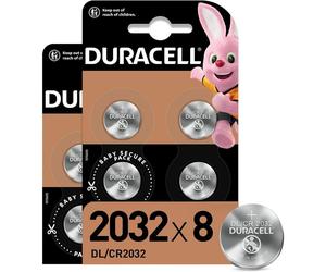 8 Piles CR2032 Duracell Bouton Lithium 3V
