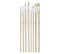 8 Pinceaux - Plat - Rond - Acrylique Et Huile - Fibres Soie Beau-Blanc - Manche Long - Pébéo