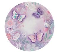 8 Plates Flutter Round Paper23 cm, assiettes en carton pour anniversaires enfants papillons 23 cm