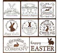 8 Pochoir Decoration Paques | Pochoir Lapin Deco Grands Pochoirs Oeufs de Paques Decoration Plastique Réutilisable Pochoirs