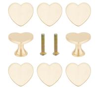 8 poignées de tiroir en métal en forme de cœur pour armoires et commodes, vis incluses ; poignées dorées pour la maison, l'armoire, le dressing et la salle de bains.