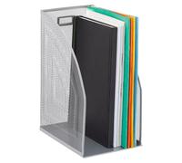 8 porte-revues en métal, format A4, large, en filet, pour le bureau, dimensions : 32 x 16 x 24,5 cm, couleur argent
