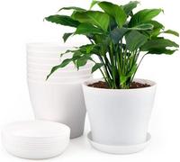 8 pots de fleurs ronds en plastique blanc de 17 cm