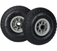 8 roues de diable, 3.00-4, à pneumatiques, roue de secours à jante en plastique, 260 x 85 mm, Ø axe 25 mm, roue complète, noir-gris